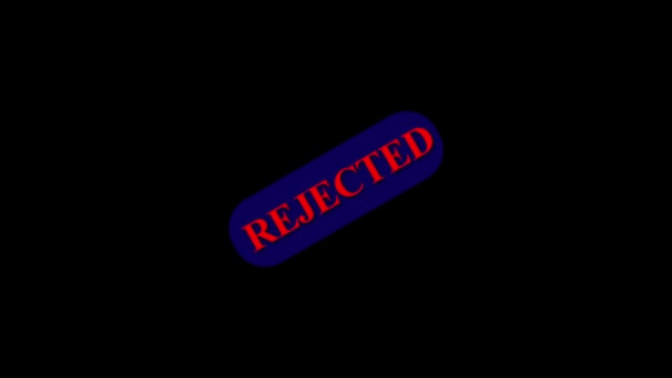 Red Rejected Bélyegző Animált Sötét Háttérrel — Stock videók