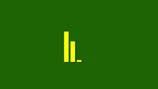 Icono Gráfico Barras Minimalista Animado Sobre Fondo Verde Sólido — Vídeo de stock