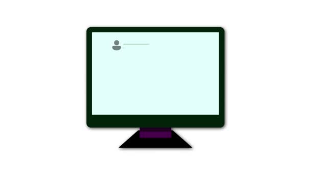 Stolní Počítač Zobrazující Emailové Rozhraní Animovanou Ikonou Rámečku — Stock video