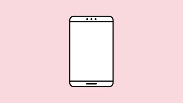 Smartphone Avec Icône Notification Application Messagerie Écran Animé Sur Fond — Video