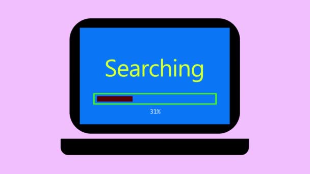 Laptop Search Screen Progress Bar Animált Zöld Háttér — Stock videók