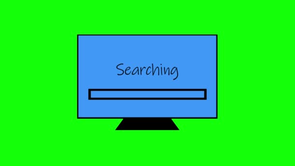 Monitor Wyświetlający Pasek Postępu Wyszukiwania Ekranie Animowanym Zielonym Tle — Wideo stockowe