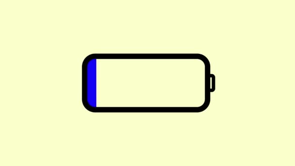 Batarya Simgesi Bej Arkaplanda Mavi Renk Canlandırması — Stok video