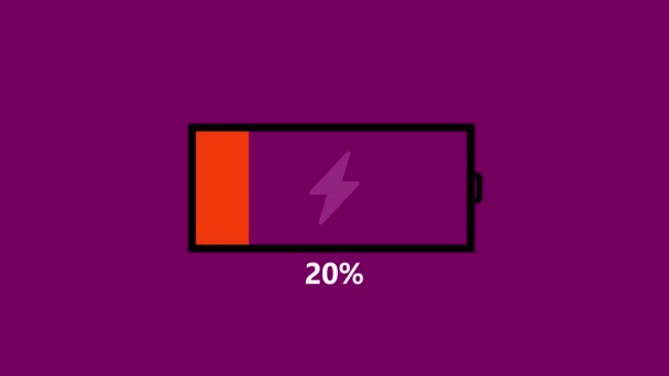Smartphone Batterij Pictogram Opladen Geanimeerd Een Kleur Achtergrond — Stockvideo