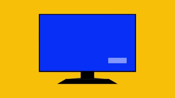 Υπολογιστής Γραφείου Μπλε Οθόνη Που Εμφανίζει Μια Διάταξη Ιστοσελίδας Κινουμένων — Αρχείο Βίντεο
