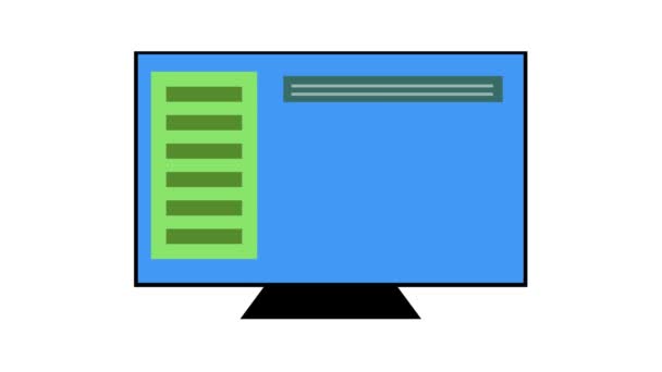 Monitor Computador Exibindo Animado Uma Interface Site — Vídeo de Stock