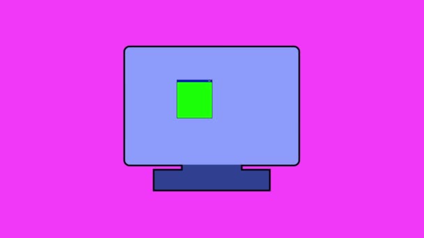 Minimalistische Illustratie Van Een Computer Met Een Blauw Scherm Java — Stockvideo