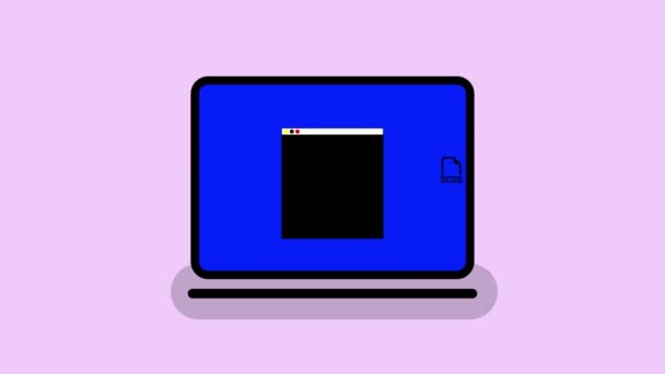 Laptop Code Animated Screen Concept Web Development Programming Technology — Stock Video