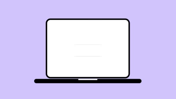 Laptop Screen Icon Login Complete Tike Mark Pastel Green Background — Vídeo de Stock
