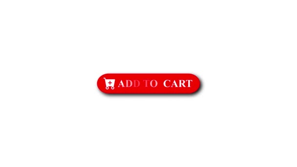 红色添加到购物车按钮与购物车图标动画白色背景 — 图库视频影像
