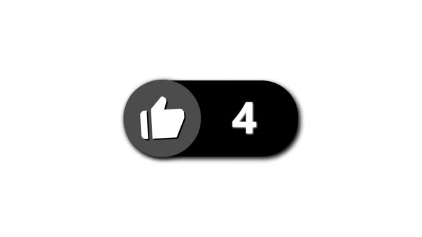 黑色社交媒体 如带有大拇指图标的按钮和白色背景的90号动画 — 图库视频影像