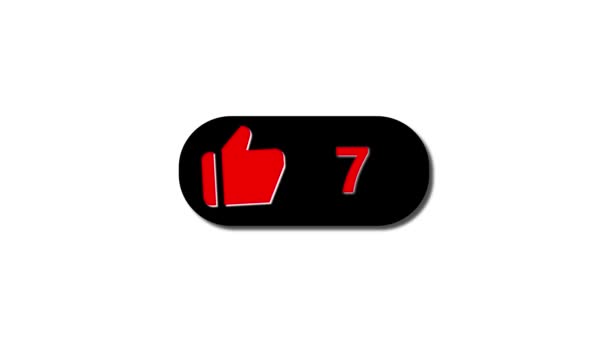 Красная Кнопка Социальных Сетей Иконкой Вверх Пальцами Цифрой Анимированной Белом — стоковое видео