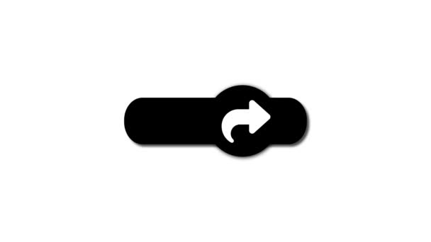 アニメーションに矢印アイコンが付いたブラックシェアボタン シンプルな白の背景 — ストック動画