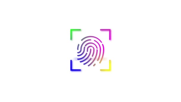 Buntes Fingerabdrucksymbol Mit Farbverlauf Overlay Animiert Auf Weißem Hintergrund — Stockvideo