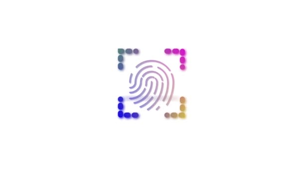 Icono Huella Dactilar Colorido Con Superposición Gradiente Animado Sobre Fondo — Vídeo de stock