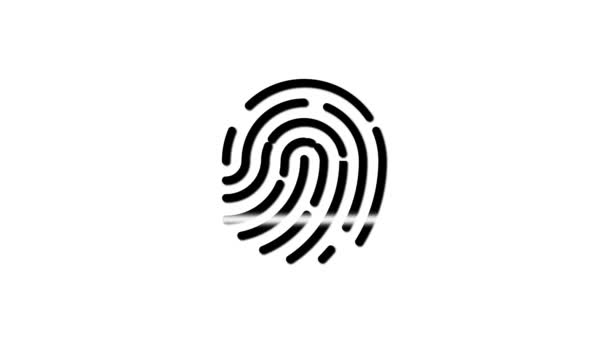 Черный Отпечаток Пальца Анимированный Белом Фоне Простая Биометрическая Концепция Идентичности — стоковое видео