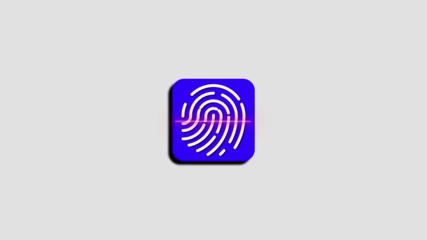 Icono Animado Una Huella Digital Azul Sobre Fondo Púrpura Que — Vídeos de Stock