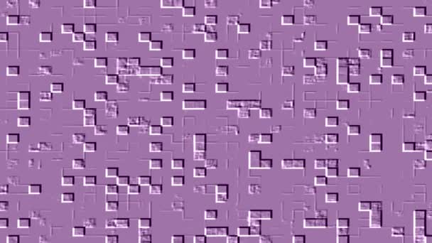 Анимированный Фиолетовый Фон Рисунком Белых Различных Оттенков Фиолетовых Пиксельных Блоков — стоковое видео