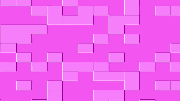 Streszczenie Różowe Tło Animowanym Geometrycznym Wzorem Nakładających Się Kwadratów Prostokątów — Wideo stockowe