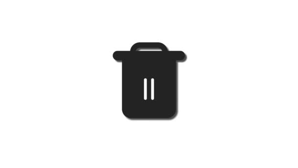 在白色背景下动画化的垃圾桶图标的黑色轮廓 — 图库视频影像