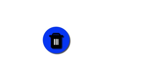 Icona Minimalista Cestino Animato Centrato Cerchio Blu Uno Sfondo Bianco — Video Stock