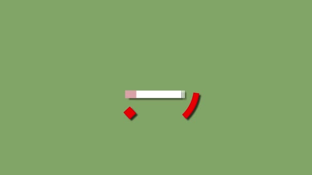 在白色背景的香烟上印有红色禁烟标志的动画禁烟标志 — 图库视频影像