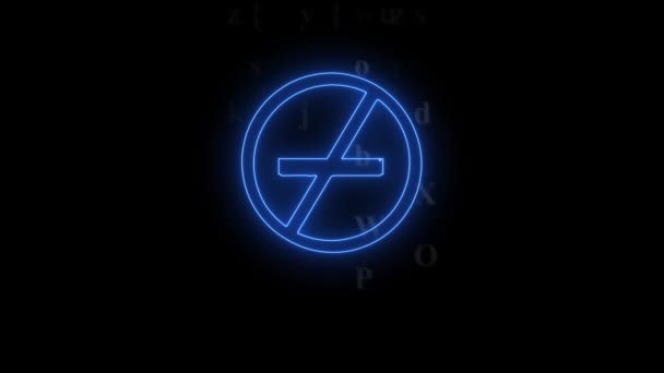 Neon Glowing Blue Smoking Sign Prohibition Symbol Animated Dark Background — Stok video