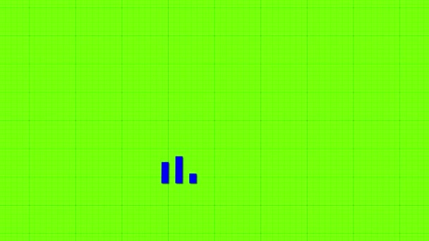 Simple Bar Graph Animated Green Grid Background Depicting Data Analysis — Stockvideo