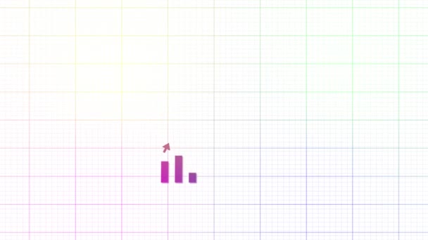 Colorful Graph Chart Overlay Animated White Background — Stock Video