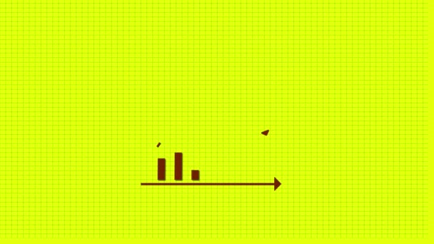 Colorful Graph Chart Overlay Animated Yellow Background — Stockvideo