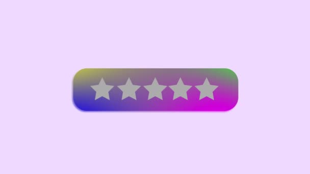 Five Star Rating Graphic Cursor Clicking Animated Purple Gradient Background — Stockvideo