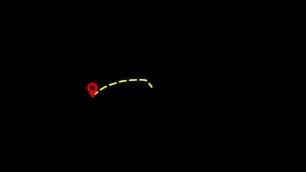 Two Location Point Connection Lines Black Color Animated Background — Stock Video