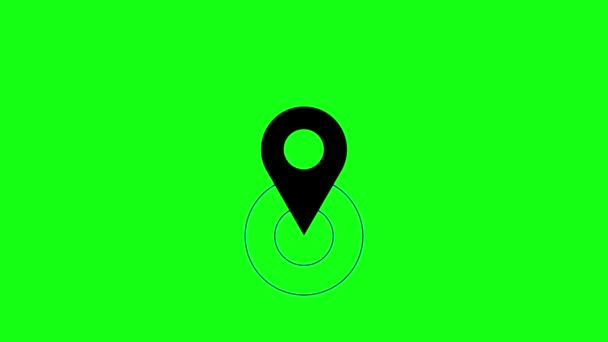Піктограма Розташування Хвилею Анімованому Фоні Зеленого Кольору — стокове відео