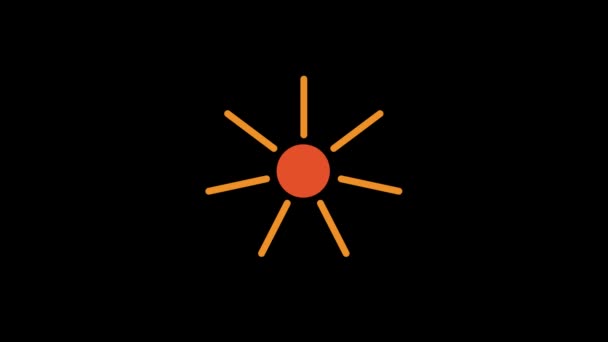 黒い背景にアニメーションされたシンプルでかわいい太陽 — ストック動画