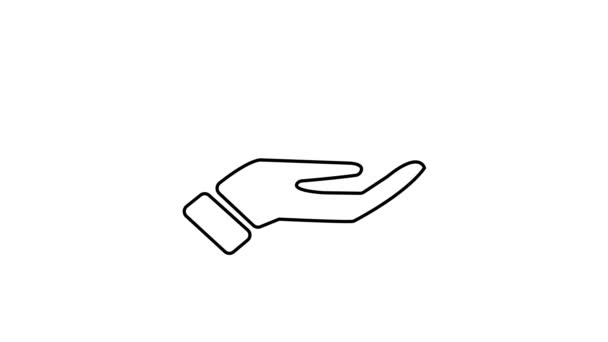 手握线形生态学的树苗 白色背景下的黑色动画色 — 图库视频影像