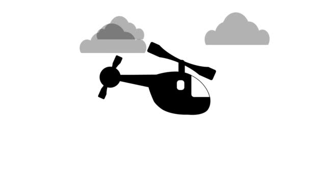 白色背景上动画移动的直升机图标 — 图库视频影像