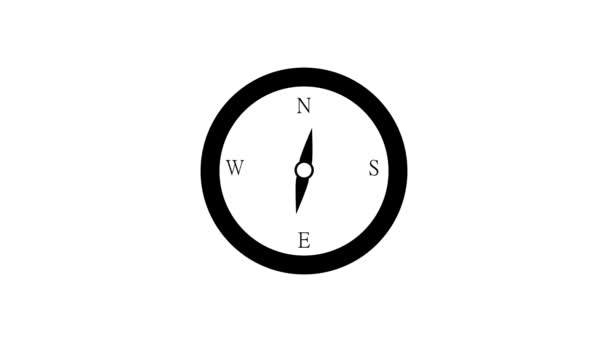 Kompass Symbol Animiert Auf Weißem Hintergrund — Stockvideo