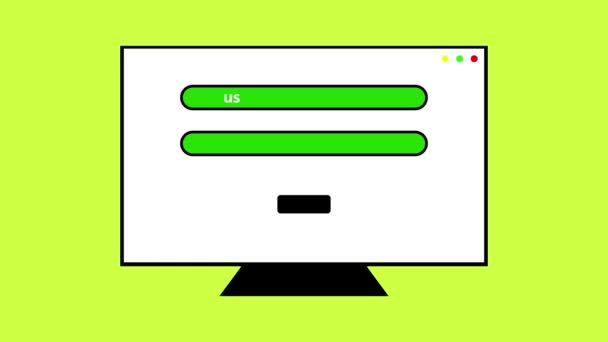 Laptop Obrazovka Zobrazující Přihlašovací Stránku Uživatelským Jménem Heslem Pole Animované — Stock video