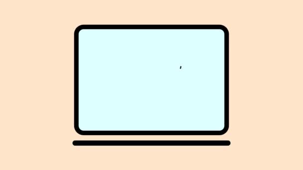 Laptop Ikoną Znacznika Zaznaczenia Hasła Animowanego Pastelowym Tle — Wideo stockowe