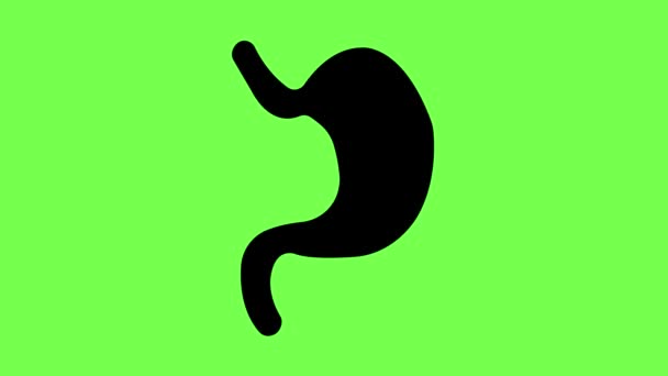 Hígado Icono Color Negro Animado Sobre Fondo Verde — Vídeos de Stock