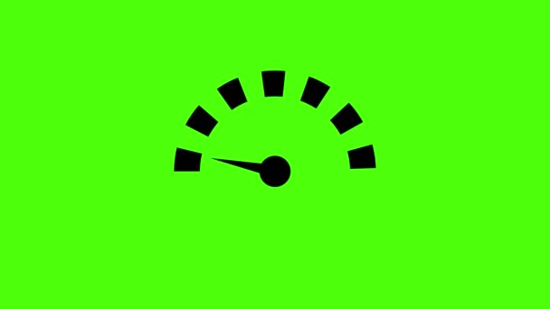 緑の背景にアニメーションされたスピードメーターアイコン — ストック動画