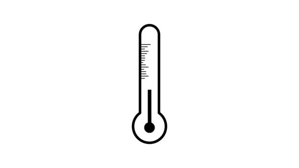 Simple Black White Thermometer Icon Isolated Animated White Background — Stock Video
