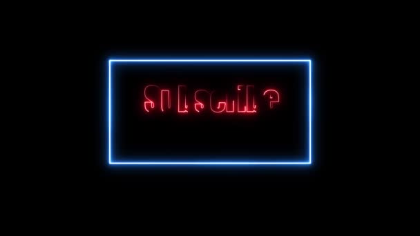 Neon Glowing Subscribe Share Button Black Background — Video Stock