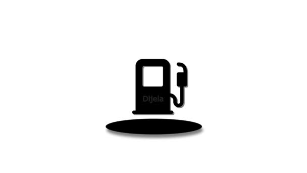 Black Silhouette Fuel Pump Icon Shadow Animated White Background — 비디오