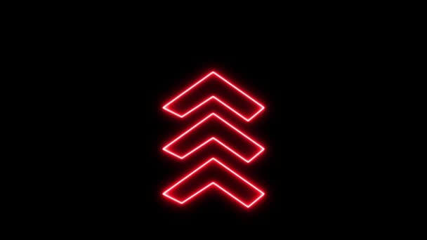 Neon Red Arrows Pointing Upwards Animated Black Background — Stockvideo