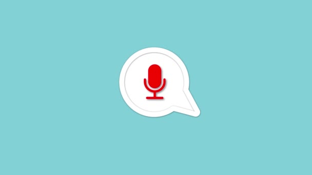 Microphone Icon Speech Bubble Animated Teal Background — Vídeo de Stock