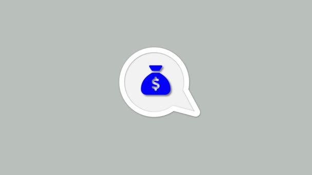 Icon Speech Bubble Dollar Sign Bag Animated Plain Grey Background — Stockvideo