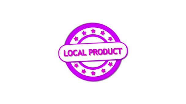 Bright Purple Local Product Badge Stars Animated White Background — Stock Video