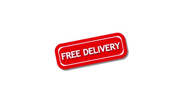 Red Free Delivery Címke Animált Fehér Alapon — Stock videók