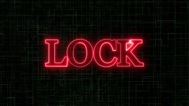 กษณ ออนท Lock ในภาพเคล อนไหวส แดงบนพ นหล — วีดีโอสต็อก